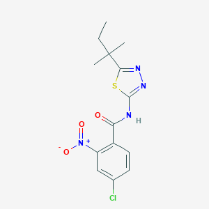 molecular formula C14H15ClN4O3S B506388 4-chloro-N-[5-(2-methylbutan-2-yl)-1,3,4-thiadiazol-2-yl]-2-nitrobenzamide 