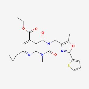 molecular formula C23H22N4O5S B5063886 ethyl 7-cyclopropyl-1-methyl-3-{[5-methyl-2-(2-thienyl)-1,3-oxazol-4-yl]methyl}-2,4-dioxo-1,2,3,4-tetrahydropyrido[2,3-d]pyrimidine-5-carboxylate 