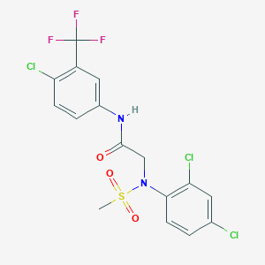 molecular formula C16H12Cl3F3N2O3S B5063910 N~1~-[4-chloro-3-(trifluoromethyl)phenyl]-N~2~-(2,4-dichlorophenyl)-N~2~-(methylsulfonyl)glycinamide 