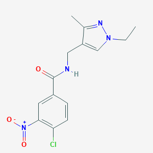molecular formula C14H15ClN4O3 B506392 4-chloro-N-[(1-ethyl-3-methyl-1H-pyrazol-4-yl)methyl]-3-nitrobenzamide 