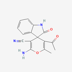 molecular formula C16H13N3O3 B5063955 5'-acetyl-2'-amino-6'-methyl-2-oxo-1,2-dihydrospiro[indole-3,4'-pyran]-3'-carbonitrile 