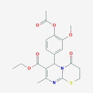 molecular formula C20H22N2O6S B5063974 ethyl 6-[4-(acetyloxy)-3-methoxyphenyl]-8-methyl-4-oxo-3,4-dihydro-2H,6H-pyrimido[2,1-b][1,3]thiazine-7-carboxylate 