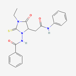 molecular formula C20H20N4O3S B5063976 N-[5-(2-anilino-2-oxoethyl)-3-ethyl-4-oxo-2-thioxo-1-imidazolidinyl]benzamide 