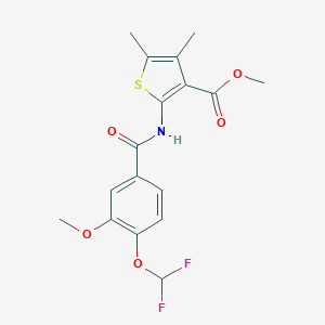 molecular formula C17H17F2NO5S B506402 Methyl 2-{[4-(difluoromethoxy)-3-methoxybenzoyl]amino}-4,5-dimethyl-3-thiophenecarboxylate 