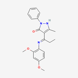 molecular formula C21H23N3O3 B5064023 4-{1-[(2,4-dimethoxyphenyl)amino]propylidene}-5-methyl-2-phenyl-2,4-dihydro-3H-pyrazol-3-one 