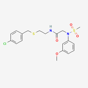 molecular formula C19H23ClN2O4S2 B5064037 N~1~-{2-[(4-chlorobenzyl)thio]ethyl}-N~2~-(3-methoxyphenyl)-N~2~-(methylsulfonyl)glycinamide 