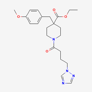 molecular formula C22H30N4O4 B5064143 ethyl 4-(4-methoxybenzyl)-1-[4-(1H-1,2,4-triazol-1-yl)butanoyl]-4-piperidinecarboxylate 