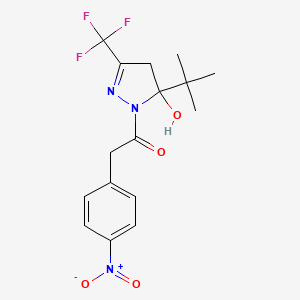 molecular formula C16H18F3N3O4 B5064167 5-tert-butyl-1-[(4-nitrophenyl)acetyl]-3-(trifluoromethyl)-4,5-dihydro-1H-pyrazol-5-ol 