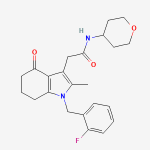 molecular formula C23H27FN2O3 B5064182 2-[1-(2-fluorobenzyl)-2-methyl-4-oxo-4,5,6,7-tetrahydro-1H-indol-3-yl]-N-(tetrahydro-2H-pyran-4-yl)acetamide 