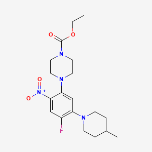 molecular formula C19H27FN4O4 B5064296 ethyl 4-[4-fluoro-5-(4-methyl-1-piperidinyl)-2-nitrophenyl]-1-piperazinecarboxylate 