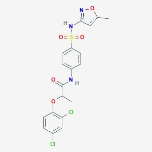 molecular formula C19H17Cl2N3O5S B506433 2-(2,4-dichlorophenoxy)-N-(4-{[(5-methyl-3-isoxazolyl)amino]sulfonyl}phenyl)propanamide 