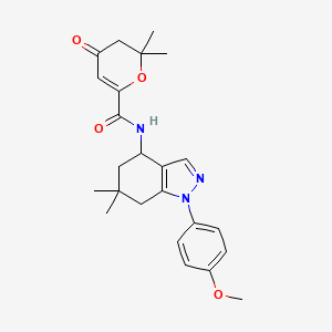 N-[1-(4-methoxyphenyl)-6,6-dimethyl-4,5,6,7-tetrahydro-1H-indazol-4-yl]-2,2-dimethyl-4-oxo-3,4-dihydro-2H-pyran-6-carboxamide