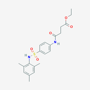 molecular formula C21H26N2O5S B506445 Ethyl 4-({4-[(mesitylamino)sulfonyl]phenyl}amino)-4-oxobutanoate 