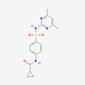 molecular formula C16H18N4O3S B506448 N-(4-{[(4,6-dimethyl-2-pyrimidinyl)amino]sulfonyl}phenyl)cyclopropanecarboxamide CAS No. 433691-75-9