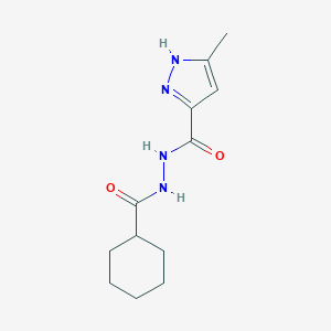 molecular formula C12H18N4O2 B506454 N'-(cyclohexylcarbonyl)-3-methyl-1H-pyrazole-5-carbohydrazide CAS No. 882224-46-6