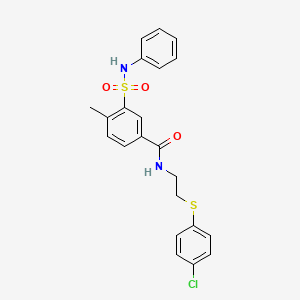 molecular formula C22H21ClN2O3S2 B5064550 3-(anilinosulfonyl)-N-{2-[(4-chlorophenyl)thio]ethyl}-4-methylbenzamide 