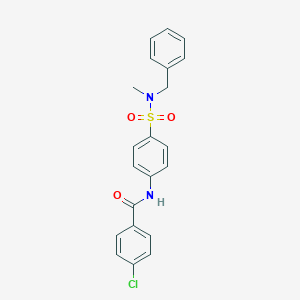 molecular formula C21H19ClN2O3S B506457 N-(4-{[benzyl(methyl)amino]sulfonyl}phenyl)-4-chlorobenzamide 