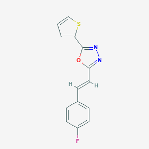 molecular formula C14H9FN2OS B506458 (E)-2-(4-fluorostyryl)-5-(thiophen-2-yl)-1,3,4-oxadiazole 