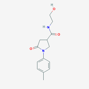 molecular formula C14H18N2O3 B506464 N-(2-hydroxyethyl)-1-(4-methylphenyl)-5-oxo-3-pyrrolidinecarboxamide 