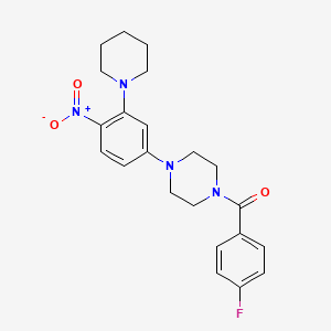 molecular formula C22H25FN4O3 B5064647 1-(4-fluorobenzoyl)-4-[4-nitro-3-(1-piperidinyl)phenyl]piperazine 