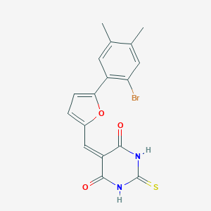 molecular formula C17H13BrN2O3S B506466 5-{[5-(2-bromo-4,5-dimethylphenyl)-2-furyl]methylene}-2-thioxodihydropyrimidine-4,6(1H,5H)-dione 