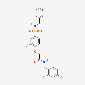molecular formula C23H22Cl2N2O4S B5064665 2-{4-[(benzylamino)sulfonyl]-2-methylphenoxy}-N-(2,4-dichlorobenzyl)acetamide 