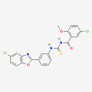 molecular formula C22H15Cl2N3O3S B5064686 5-chloro-N-({[3-(5-chloro-1,3-benzoxazol-2-yl)phenyl]amino}carbonothioyl)-2-methoxybenzamide 