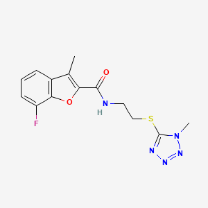 molecular formula C14H14FN5O2S B5064740 7-fluoro-3-methyl-N-{2-[(1-methyl-1H-tetrazol-5-yl)thio]ethyl}-1-benzofuran-2-carboxamide 