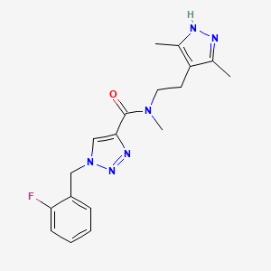 molecular formula C18H21FN6O B5064745 N-[2-(3,5-dimethyl-1H-pyrazol-4-yl)ethyl]-1-(2-fluorobenzyl)-N-methyl-1H-1,2,3-triazole-4-carboxamide 
