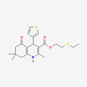 molecular formula C21H27NO3S2 B5064758 2-(ethylthio)ethyl 2,7,7-trimethyl-5-oxo-4-(3-thienyl)-1,4,5,6,7,8-hexahydro-3-quinolinecarboxylate 