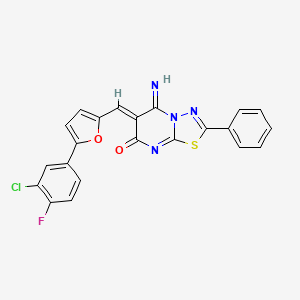 molecular formula C22H12ClFN4O2S B5064820 6-{[5-(3-chloro-4-fluorophenyl)-2-furyl]methylene}-5-imino-2-phenyl-5,6-dihydro-7H-[1,3,4]thiadiazolo[3,2-a]pyrimidin-7-one CAS No. 6372-91-4