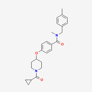 molecular formula C25H30N2O3 B5064853 4-{[1-(cyclopropylcarbonyl)-4-piperidinyl]oxy}-N-methyl-N-(4-methylbenzyl)benzamide 