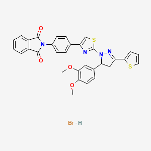 molecular formula C32H25BrN4O4S2 B5064871 2-[4-[2-[3-(3,4-Dimethoxyphenyl)-5-thiophen-2-yl-3,4-dihydropyrazol-2-yl]-1,3-thiazol-4-yl]phenyl]isoindole-1,3-dione;hydrobromide 