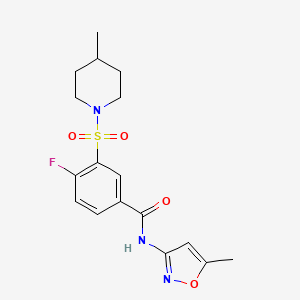 molecular formula C17H20FN3O4S B5064884 4-fluoro-N-(5-methyl-3-isoxazolyl)-3-[(4-methyl-1-piperidinyl)sulfonyl]benzamide 