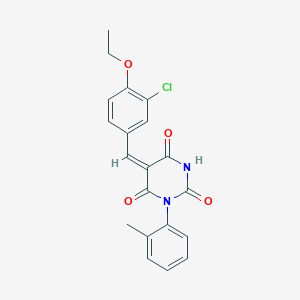 molecular formula C20H17ClN2O4 B5064892 5-(3-chloro-4-ethoxybenzylidene)-1-(2-methylphenyl)-2,4,6(1H,3H,5H)-pyrimidinetrione 