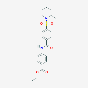 molecular formula C22H26N2O5S B5064901 ethyl 4-({4-[(2-methyl-1-piperidinyl)sulfonyl]benzoyl}amino)benzoate 
