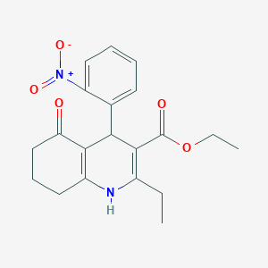 ethyl 2-ethyl-4-(2-nitrophenyl)-5-oxo-1,4,5,6,7,8-hexahydro-3-quinolinecarboxylate