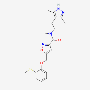 molecular formula C20H24N4O3S B5064907 N-[2-(3,5-dimethyl-1H-pyrazol-4-yl)ethyl]-N-methyl-5-{[2-(methylthio)phenoxy]methyl}-3-isoxazolecarboxamide 
