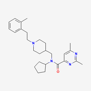 molecular formula C27H38N4O B5064919 N-cyclopentyl-2,6-dimethyl-N-({1-[2-(2-methylphenyl)ethyl]-4-piperidinyl}methyl)-4-pyrimidinecarboxamide 