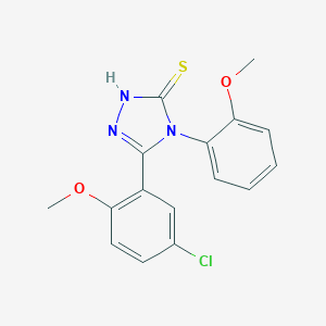 molecular formula C16H14ClN3O2S B506496 5-(5-chloro-2-methoxyphenyl)-4-(2-methoxyphenyl)-4H-1,2,4-triazol-3-yl hydrosulfide CAS No. 496787-44-1
