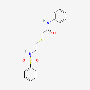 molecular formula C16H18N2O3S2 B5064964 N-phenyl-2-({2-[(phenylsulfonyl)amino]ethyl}thio)acetamide 