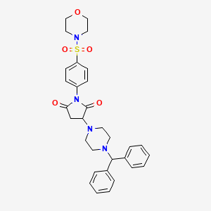 molecular formula C31H34N4O5S B5065000 3-[4-(diphenylmethyl)-1-piperazinyl]-1-[4-(4-morpholinylsulfonyl)phenyl]-2,5-pyrrolidinedione 