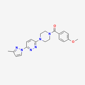 molecular formula C20H22N6O2 B5065046 3-[4-(4-methoxybenzoyl)-1-piperazinyl]-6-(3-methyl-1H-pyrazol-1-yl)pyridazine 