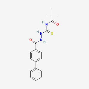 molecular formula C19H21N3O2S B5065078 N-{[2-(4-biphenylylcarbonyl)hydrazino]carbonothioyl}-2,2-dimethylpropanamide 