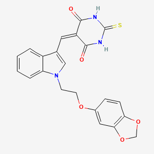 molecular formula C22H17N3O5S B5065086 5-({1-[2-(1,3-benzodioxol-5-yloxy)ethyl]-1H-indol-3-yl}methylene)-2-thioxodihydro-4,6(1H,5H)-pyrimidinedione 