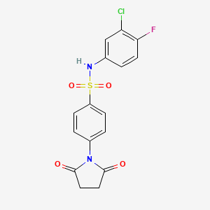 molecular formula C16H12ClFN2O4S B5065123 N-(3-chloro-4-fluorophenyl)-4-(2,5-dioxo-1-pyrrolidinyl)benzenesulfonamide 