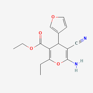 molecular formula C15H16N2O4 B5065150 ethyl 6-amino-5-cyano-2-ethyl-4-(3-furyl)-4H-pyran-3-carboxylate 