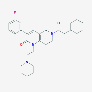 molecular formula C29H36FN3O2 B5065161 6-(1-cyclohexen-1-ylacetyl)-3-(3-fluorophenyl)-1-[2-(1-piperidinyl)ethyl]-5,6,7,8-tetrahydro-1,6-naphthyridin-2(1H)-one 