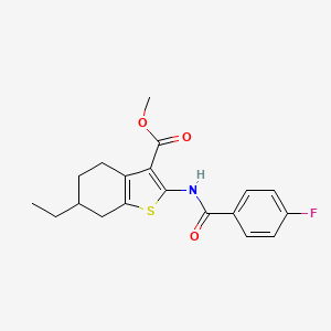 molecular formula C19H20FNO3S B5065183 methyl 6-ethyl-2-[(4-fluorobenzoyl)amino]-4,5,6,7-tetrahydro-1-benzothiophene-3-carboxylate 