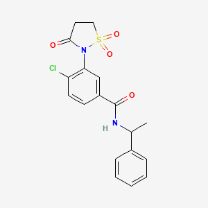 molecular formula C18H17ClN2O4S B5065211 4-chloro-3-(1,1-dioxido-3-oxo-2-isothiazolidinyl)-N-(1-phenylethyl)benzamide 